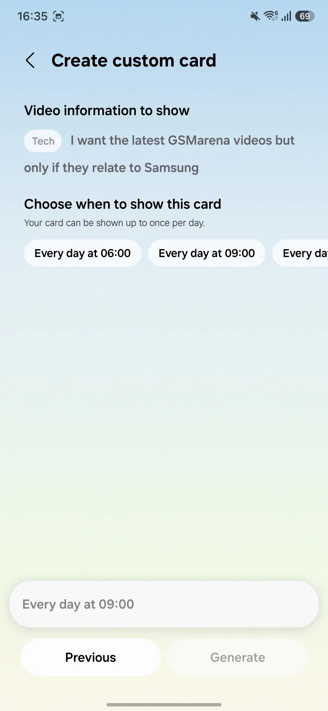 在 Galaxy S26 FE 上创建自定义 Now 简介卡