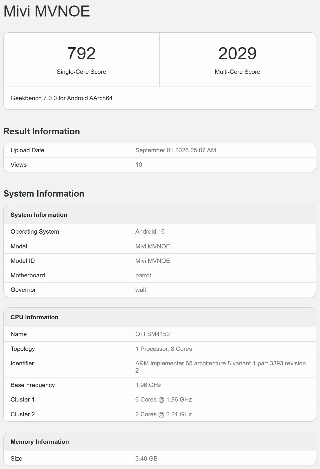 Mivi One 5G w Geekbench