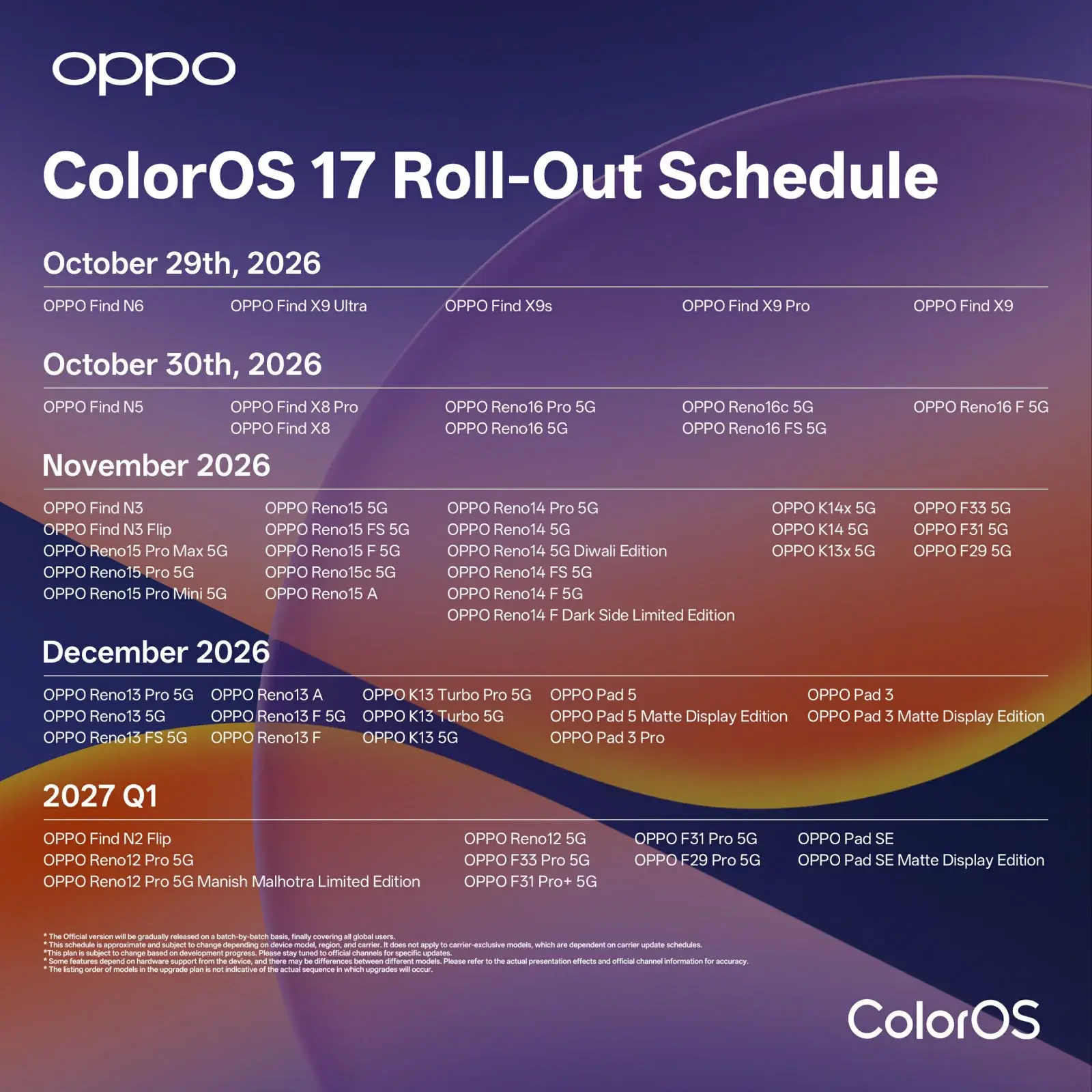 Lanzamiento global de ColorOS 17 programado Lanzamiento global de ColorOS 17 programado
