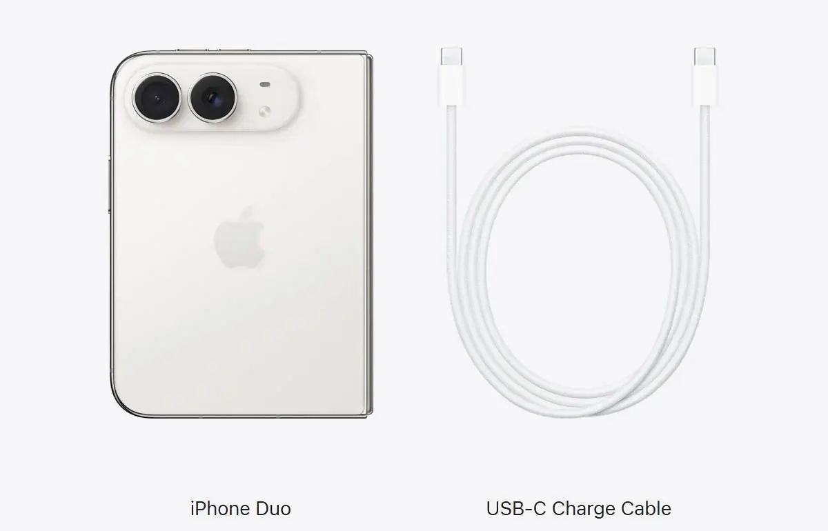 iPhone Duo केवल USB C-to-C केबल के साथ आता है iPhone Duo केवल USB C-to-C केबल के साथ आता है
