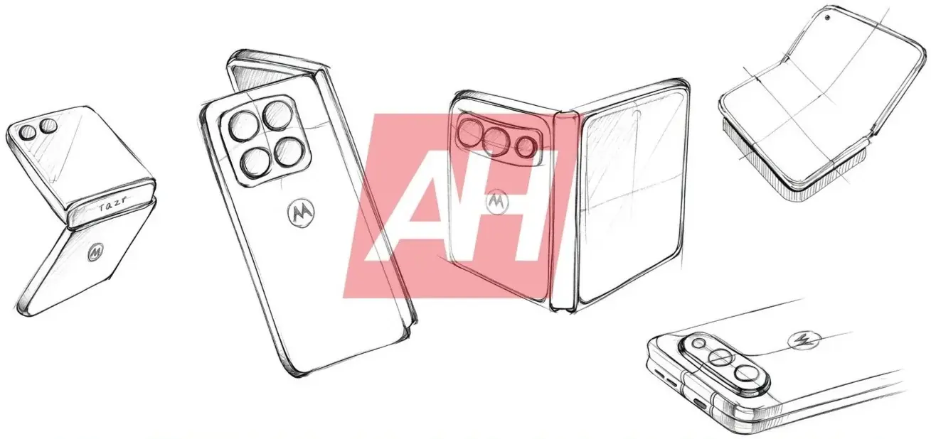Ontwerpschetsen van Motorola's brede opvouwbare