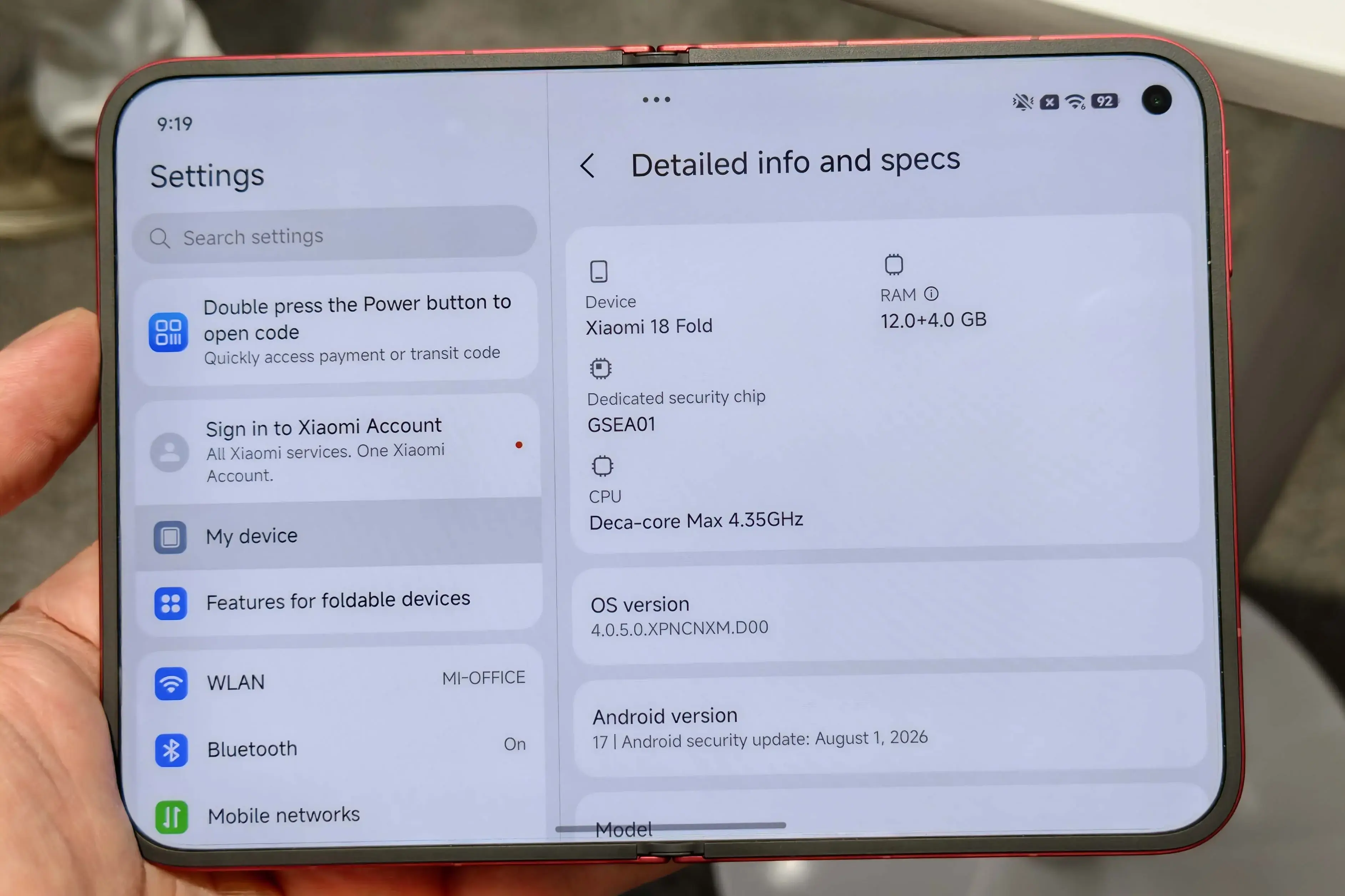 Главный дисплей Xiaomi 18 Fold