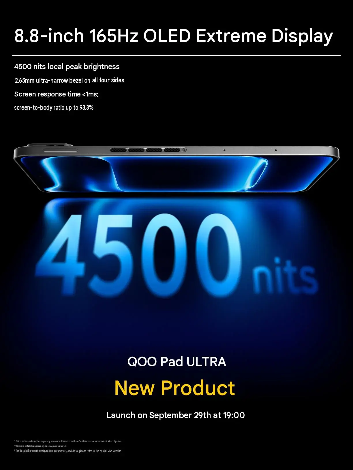 Especificaciones de la pantalla del iQOO Pad Ultra (traducida automáticamente del chino)