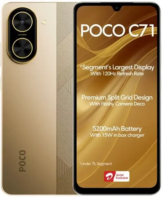 Poco C71은 120Hz 화면과 5,200mAh 배터리를 갖추고 출시됩니다. Poco C71은 120Hz 화면과 5,200mAh 배터리를 갖추고 출시됩니다.
