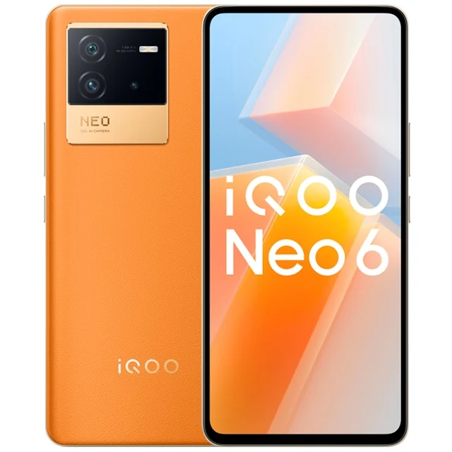 iQOO Neo6 en naranja, azul y negro