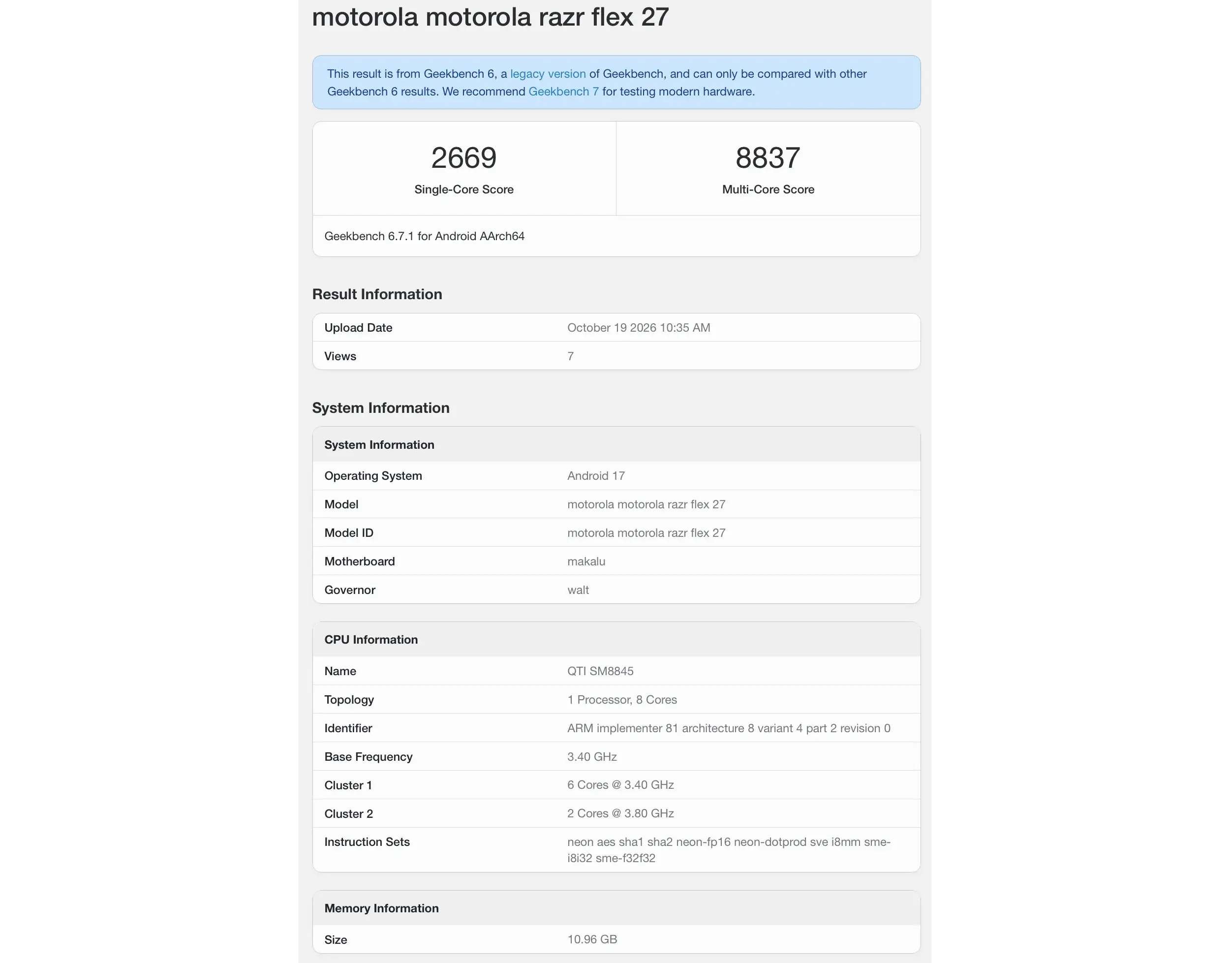 El amplio Razr Flex de Motorola llega a Geekbench con un chipset sorprendente