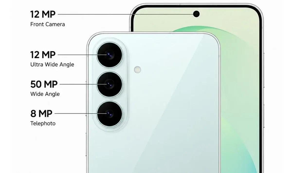 Il Galaxy S26 FE ha una fotocamera principale da 50 MP, una tele 3x da 8 MP e una fotocamera ultra grandangolare da 12 MP Il Galaxy S26 FE ha una fotocamera principale da 50 MP, una tele 3x da 8 MP e una fotocamera ultra grandangolare da 12 MP