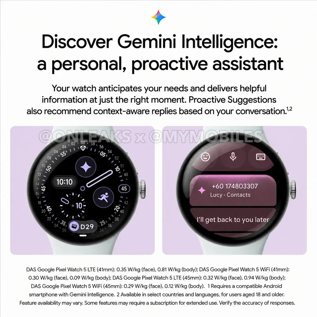 Plus de documents marketing divulgués sur la Google Pixel Watch 5