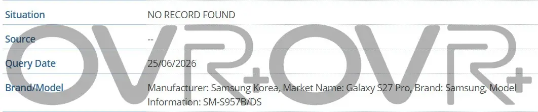 Samsung Galaxy S27+, S27 Ultra e S27 Pro no banco de dados IMEI