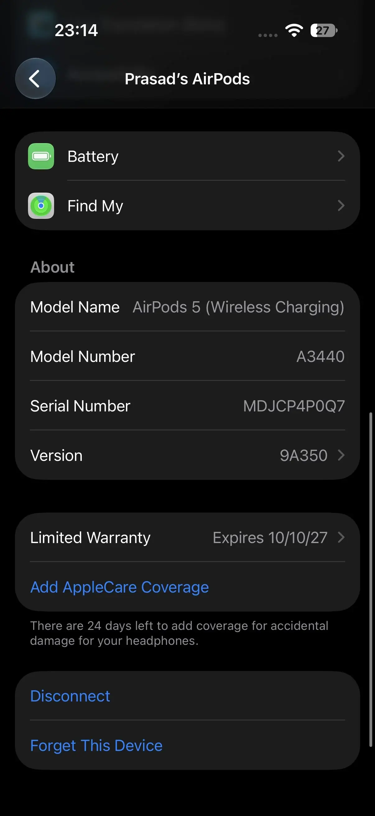 Настройки AirPods