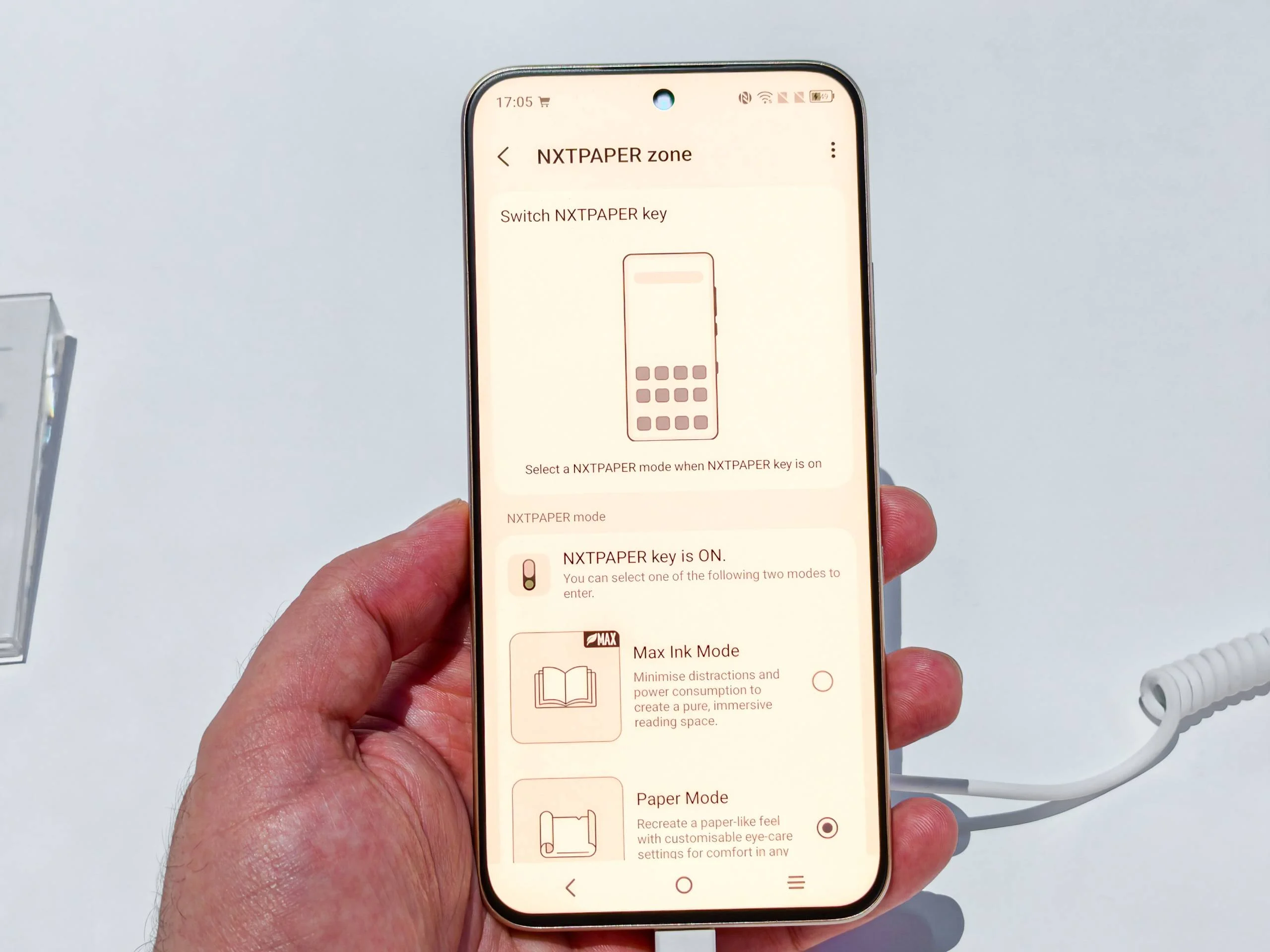 NxtPaper-innstillingene og NxtPaper-tasttilpasningene