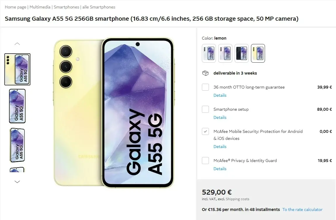 삼성 갤럭시 A55: 256GB 가격