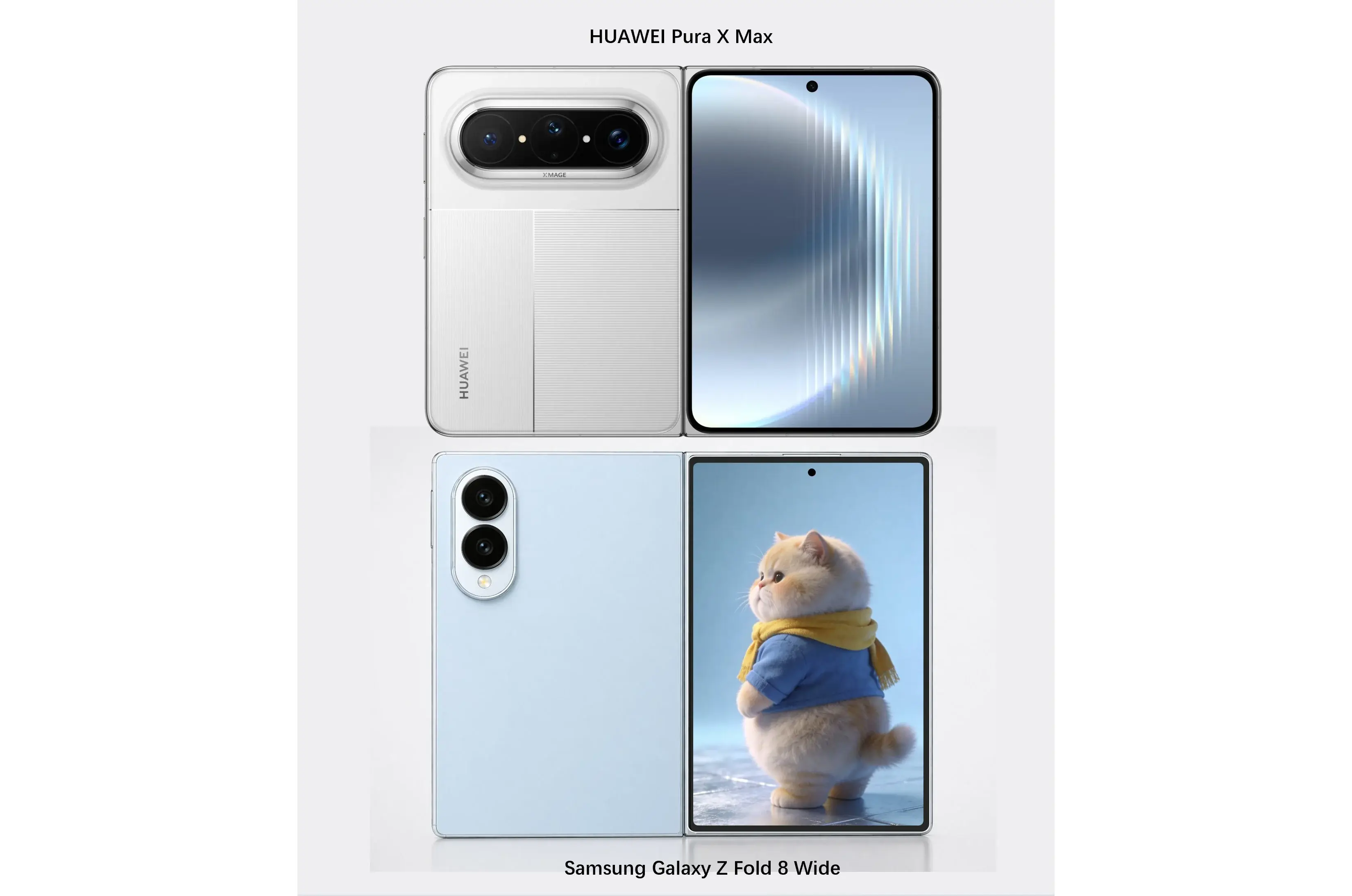 Samsung Galaxy Z Fold Wide afmetingen lekken, hier wordt hij vergeleken met de Huawei Pura X Max Samsung Galaxy Z Fold Wide afmetingen lekken, hier wordt hij vergeleken met de Huawei Pura X Max
